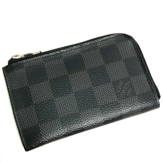 LOUIS VUITTON Coin case N61237 Damier Grafitto Canvas black Damier Grafitte Porto Monnaie mens Used Authentic
