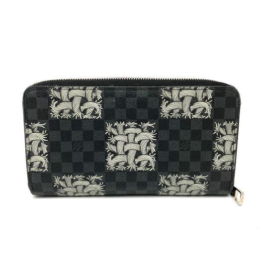LOUIS VUITTON Long Wallet Purse ‚m61214  Damier Grafitto Canvas black Graphite Christopher nemes mens Used Authentic