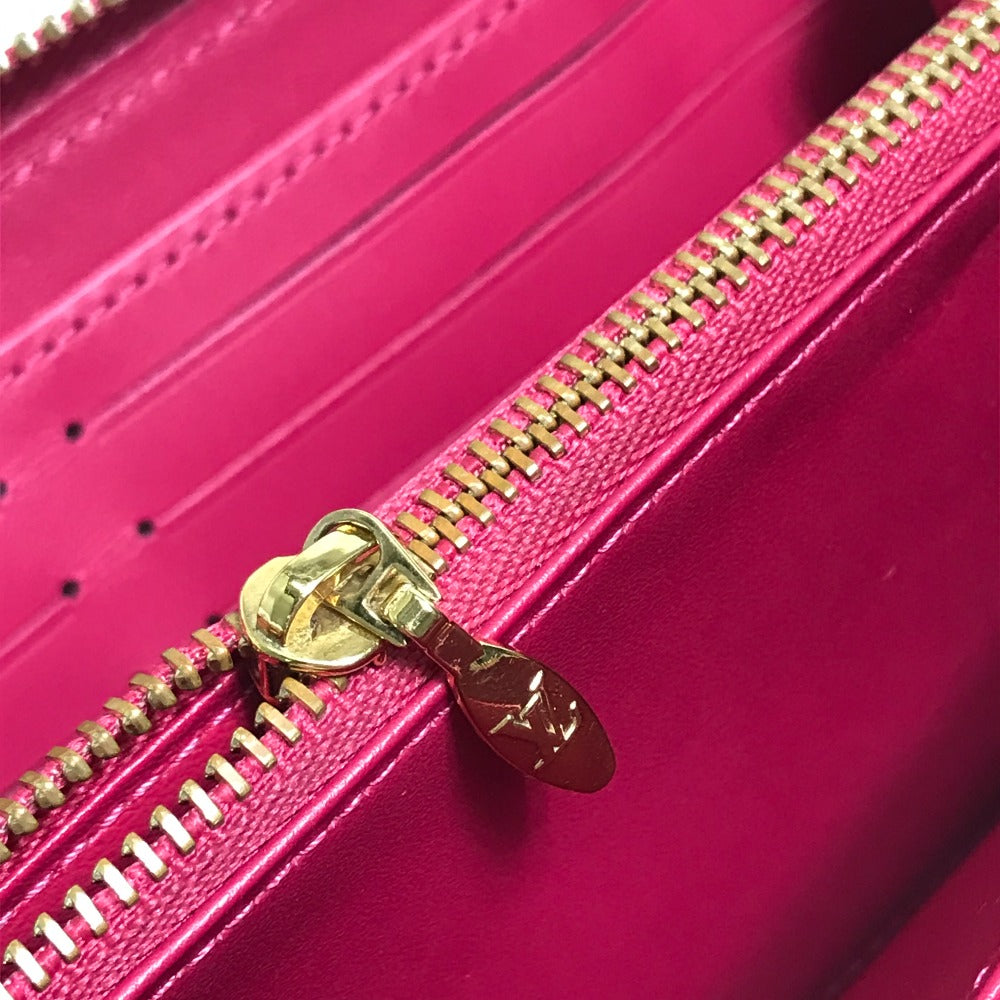 LOUIS VUITTON Long Wallet Purse M91597 Monogram Vernis pink Monogram Vernis Zippy wallet Women Used Authentic