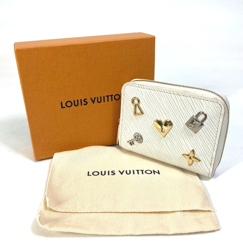 LOUIS VUITTON Coin case M63994 Epi Leather white epi love lock Zip around purse Women Used Authentic