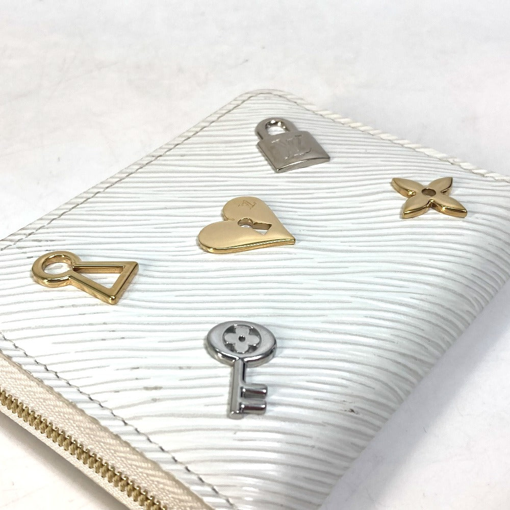LOUIS VUITTON Coin case M63994 Epi Leather white epi love lock Zip around purse Women Used Authentic