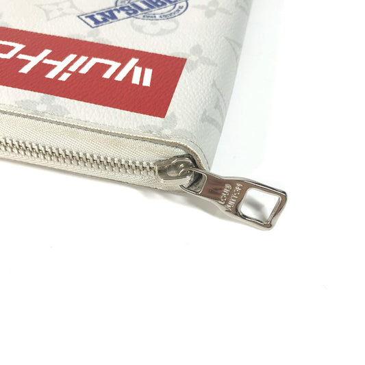 LOUIS VUITTON Long Wallet Purse M67824 Monogram canvas white monogram logo story Zippy Organizer mens Used Authentic