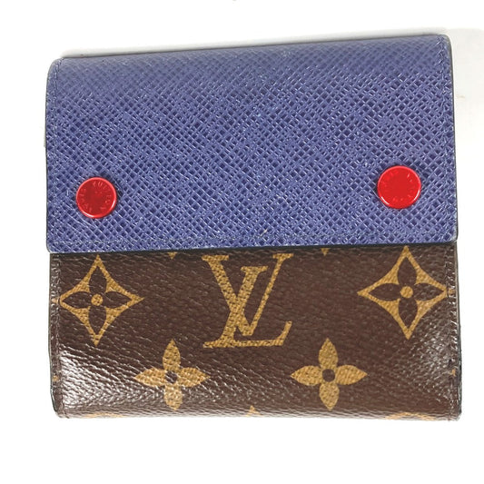 LOUIS VUITTON Folded wallet M63041 Monogram canvas Brown Monogram & Taiga Compact wallet mens Used Authentic