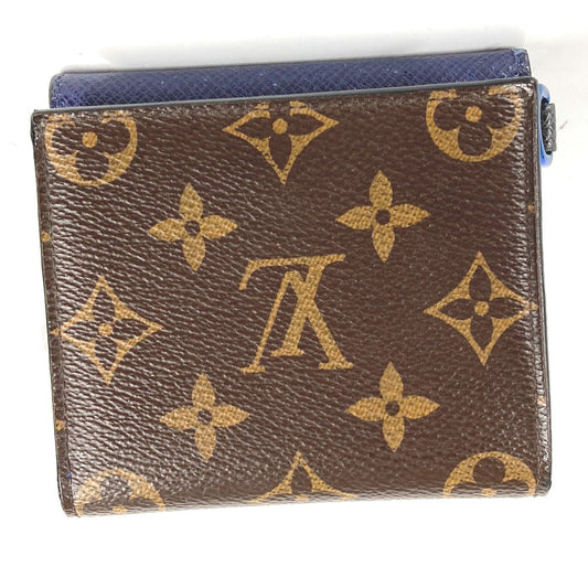 LOUIS VUITTON Folded wallet M63041 Monogram canvas Brown Monogram & Taiga Compact wallet mens Used Authentic