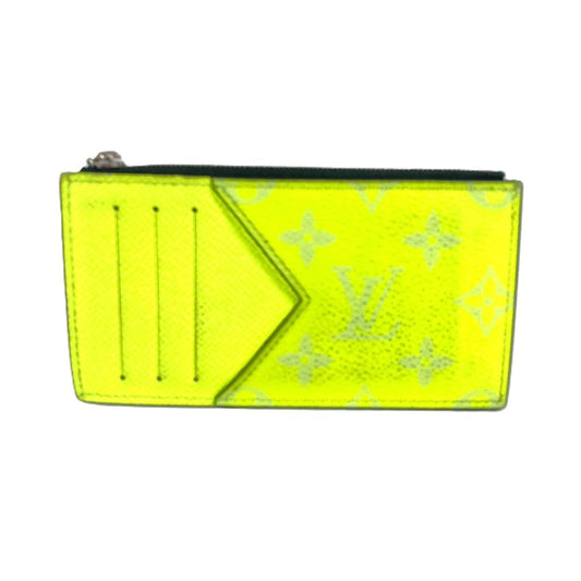 LOUIS VUITTON Coin case M30320 Taiga Leather, Monogram Canvas Fluorescent yellow Taigalama Coin card holder