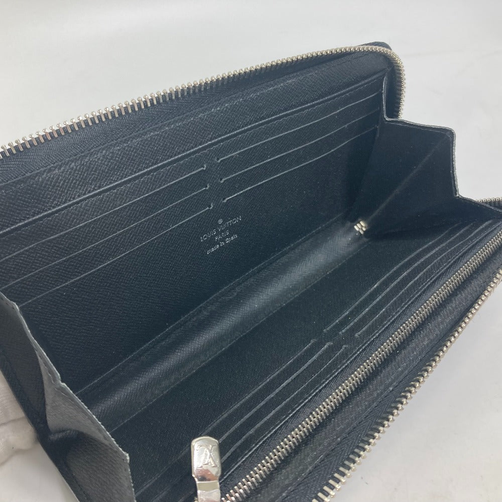 LOUIS VUITTON Long Wallet Purse M69409 Taiga Leather black Taiga Zippy dragonne mens Used Authentic