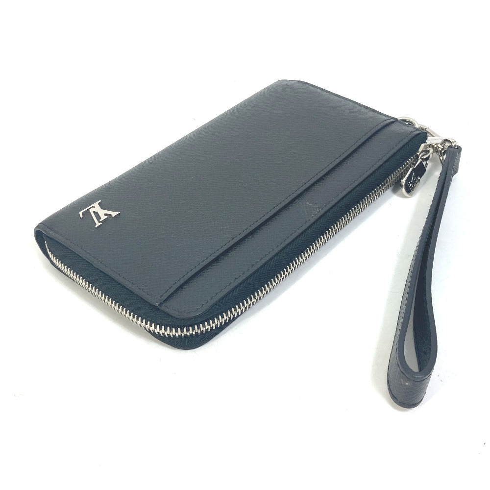 LOUIS VUITTON Long Wallet Purse M69409 Taiga Leather black Taiga Zippy dragonne mens Used Authentic