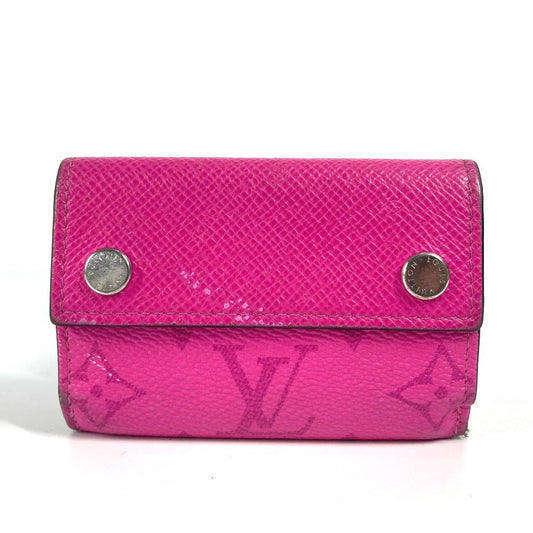 LOUIS VUITTON Trifold wallet M30773 Taiga Leather, Monogram Canvas pink Taigalama Discovery compact wallet