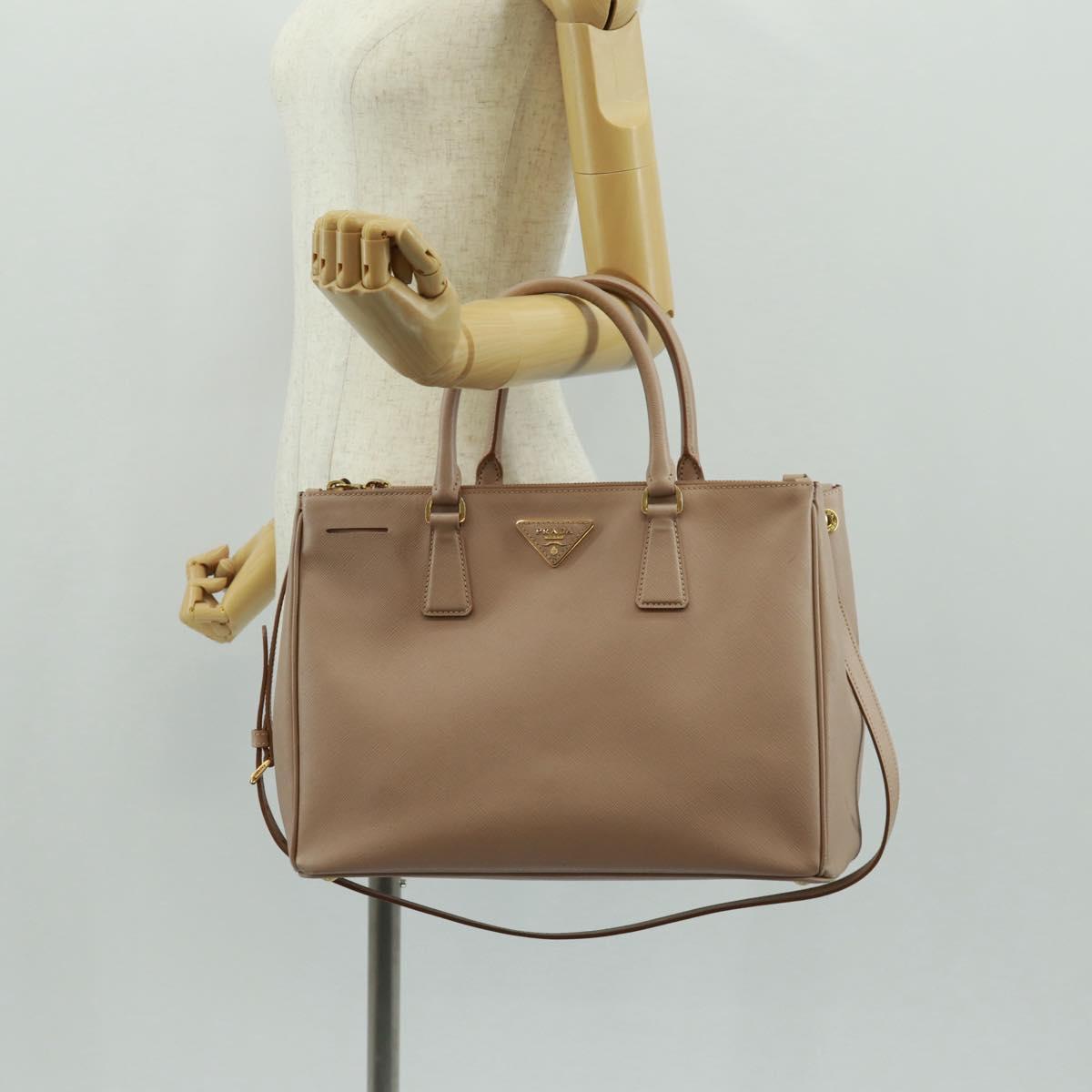 PRADA Two Way Hand Bag Saffiano Leather Pink Gold