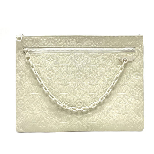 LOUIS VUITTON Clutch bag M67462 Taurillon Clemence white Taurillon Clemence Monogram Pochette A4 mens Used Authentic