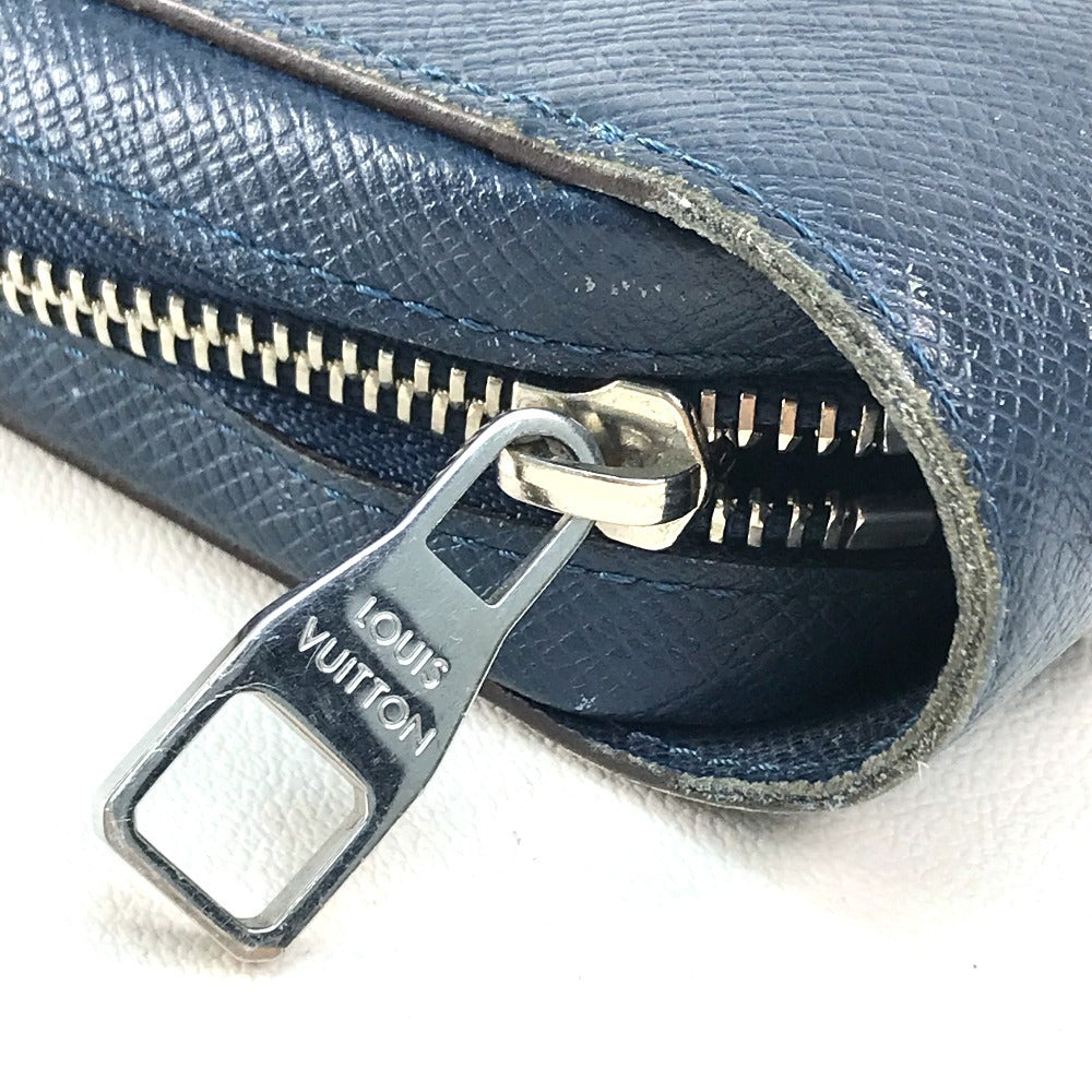 LOUIS VUITTON Long Wallet Purse M42098 Taiga Leather Blue type Taiga Zippy XL mens Used Authentic