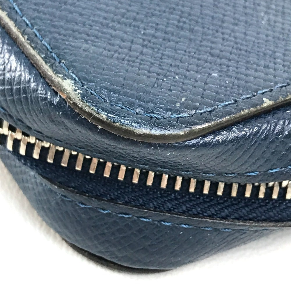 LOUIS VUITTON Long Wallet Purse M42098 Taiga Leather Blue type Taiga Zippy XL mens Used Authentic