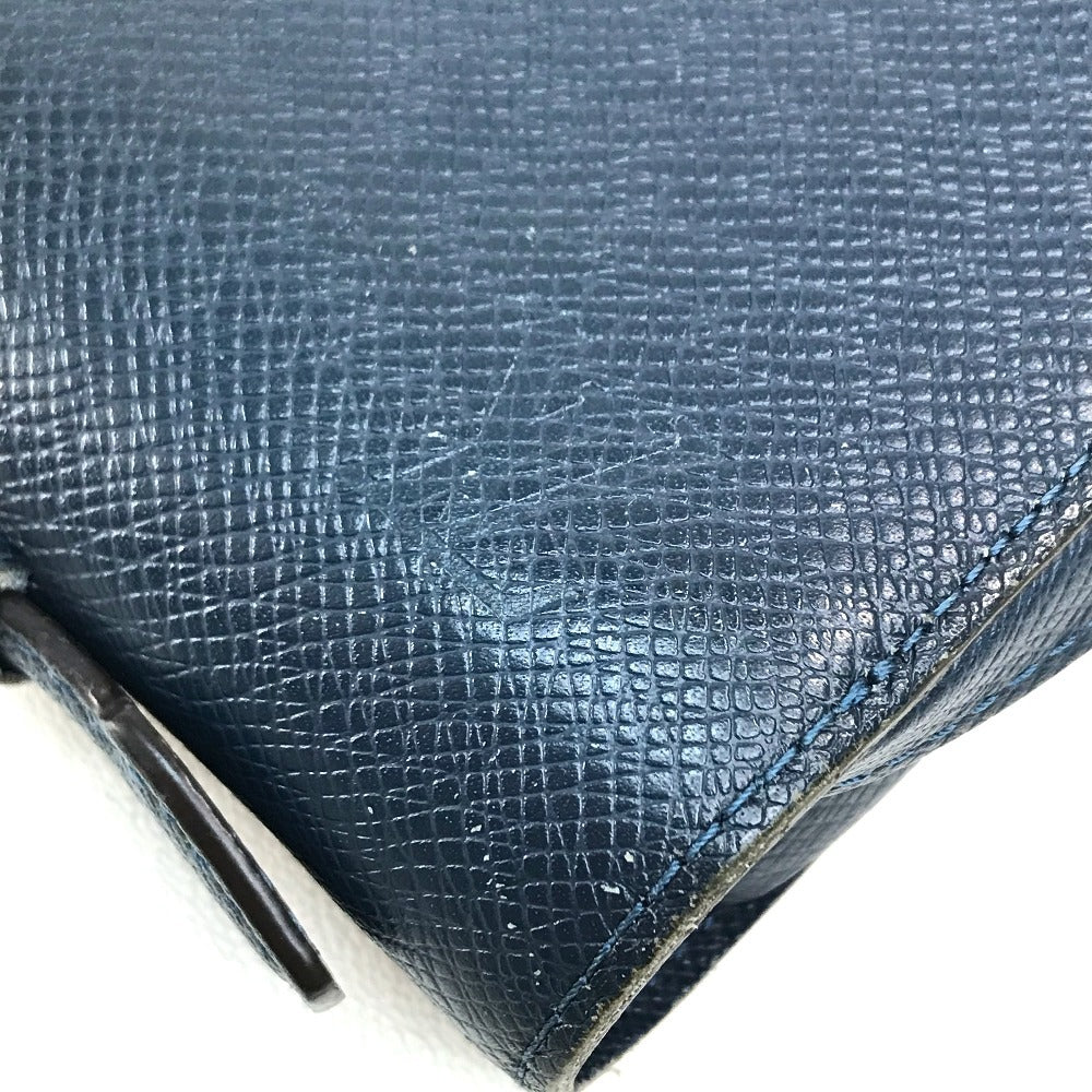 LOUIS VUITTON Long Wallet Purse M42098 Taiga Leather Blue type Taiga Zippy XL mens Used Authentic