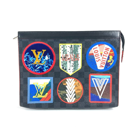 LOUIS VUITTON Clutch bag N60134 Damier Grafitto Canvas black Damier Graphite LV Alps Collection Pochette Voyage MM mens Used Authentic