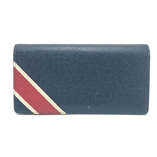 LOUIS VUITTON Long Wallet Purse M64010 Taiga Leather blue Taiga Stripe Portefeuille Brother