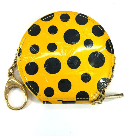 LOUIS VUITTON Coin case M91569 Patent leather yellow Vernis Yayoi Kusama collaboration Porto Monet Chapeau Women Used Authentic