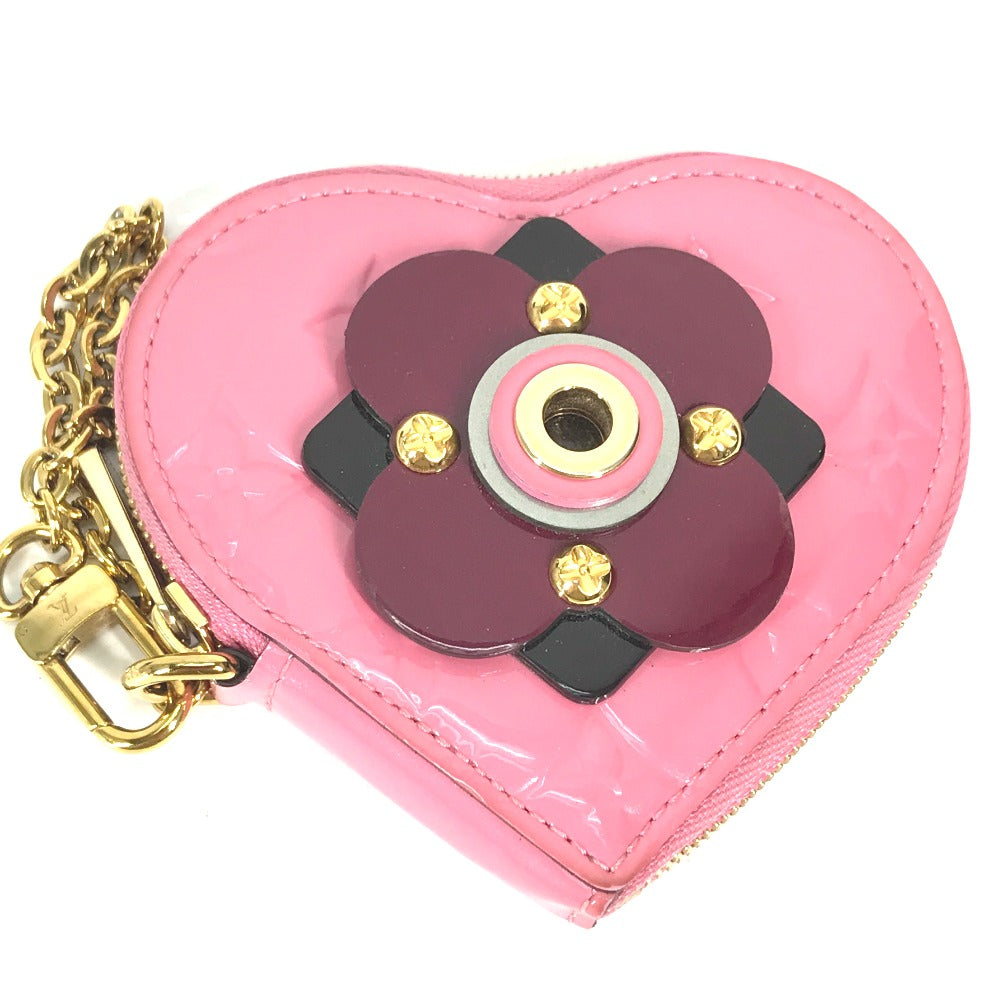 LOUIS VUITTON Coin case M90496 Monogram Vernis pink Monogram Vernis Porto Monecourt Heart Women Used Authentic