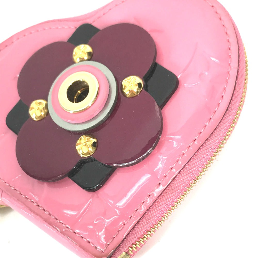 LOUIS VUITTON Coin case M90496 Monogram Vernis pink Monogram Vernis Porto Monecourt Heart Women Used Authentic