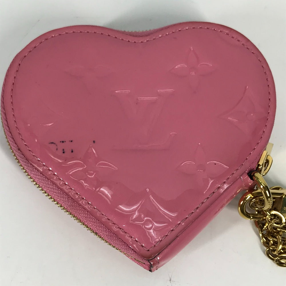 LOUIS VUITTON Coin case M90496 Monogram Vernis pink Monogram Vernis Porto Monecourt Heart Women Used Authentic