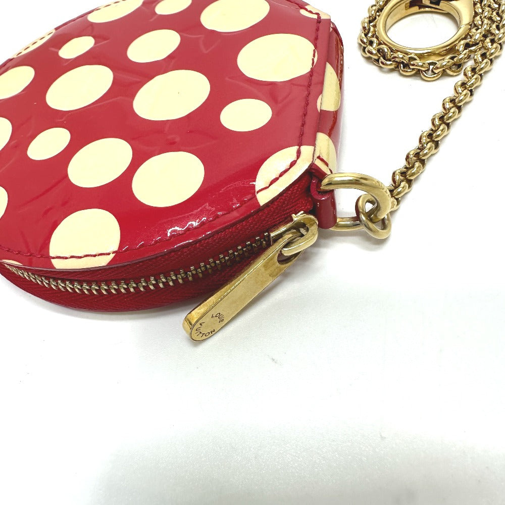 LOUIS VUITTON Coin case M91570 Patent leather Red Monogram Vernis Yayoi Kusama collaboration portomone chapeau dot infinity Women Used Authentic