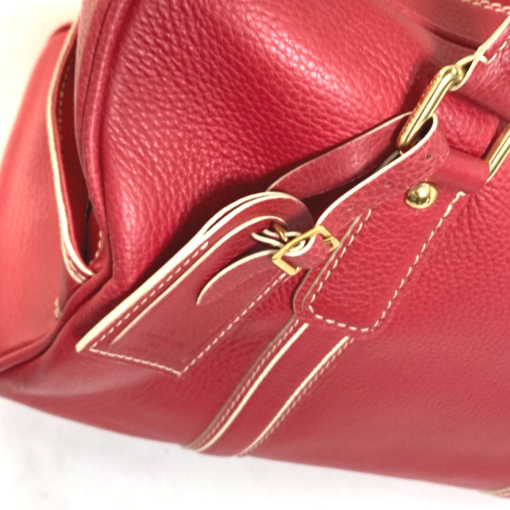 LOUIS VUITTON Boston Duffel bag M95140 leather Red Cariole Women Used Authentic