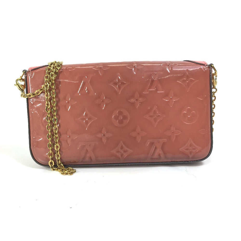 LOUIS VUITTON Shoulder Bag M62767 Patent leather pink Monogram Vernis Pochette Felice Women Used Authentic