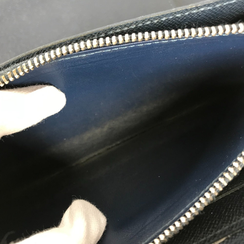 LOUIS VUITTON Long Wallet Purse M30515 Taiga Leather blue Taiga Zippy Organizer mens Used Authentic