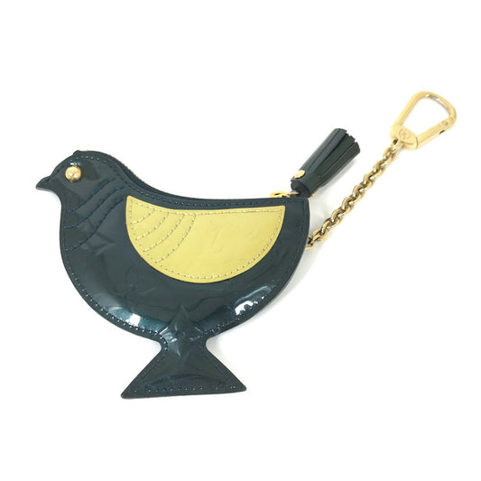 LOUIS VUITTON Coin case M91405 Monogram Vernis green Monogram Vernis Pochette Oiseau Women Used Authentic