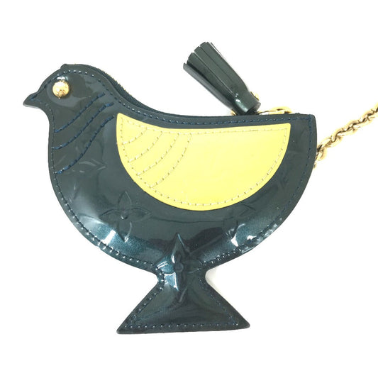 LOUIS VUITTON Coin case M91405 Monogram Vernis green Monogram Vernis Pochette Oiseau Women Used Authentic