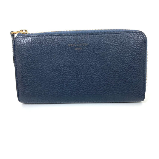 LOUIS VUITTON Long Wallet Purse M68582 Taurillon Clemence Leather Navy Long wallet Portefeuille comet Women Secondhand Authentic