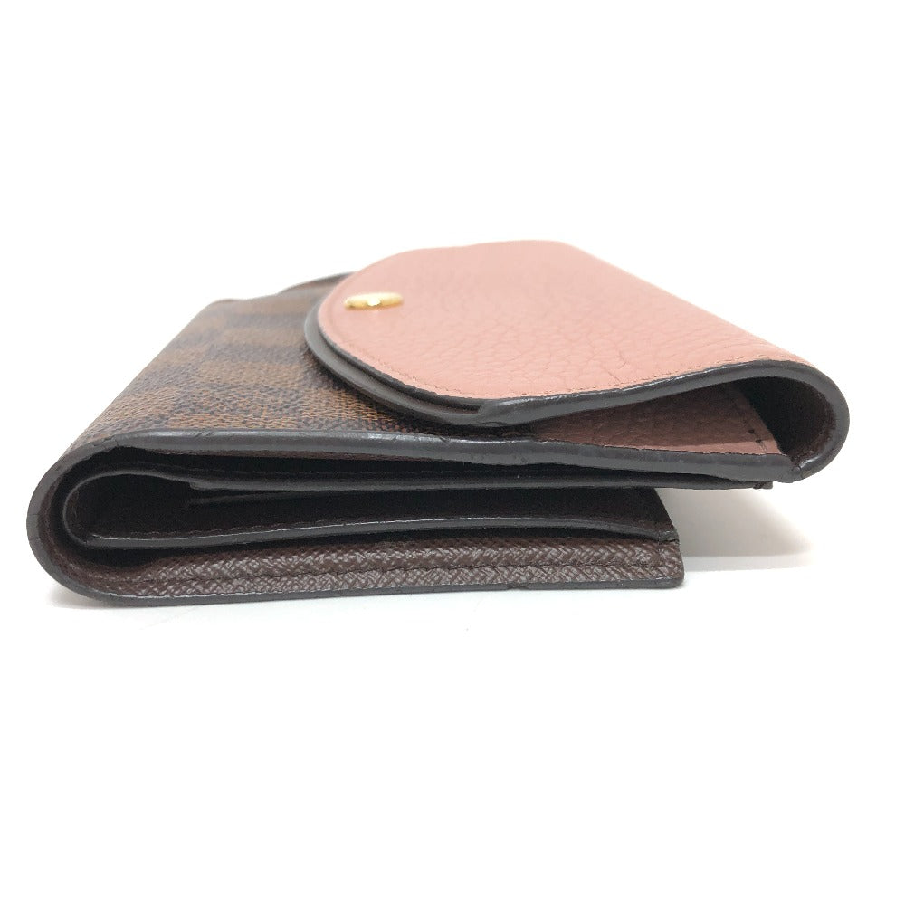 LOUIS VUITTON Folded wallet N60043 Damier canvas Brown Portefeuille Normandy Women Used Authentic