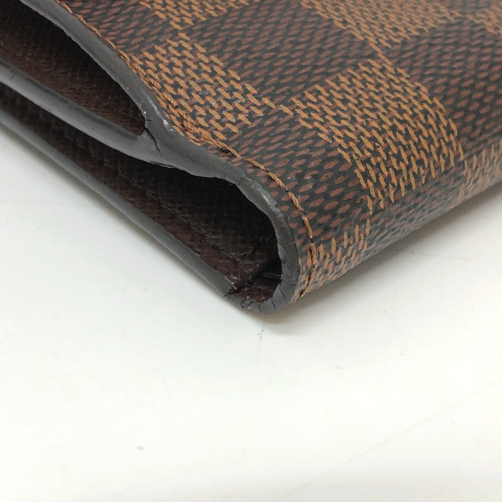 LOUIS VUITTON Folded wallet N60043 Damier canvas Brown Portefeuille Normandy Women Used Authentic