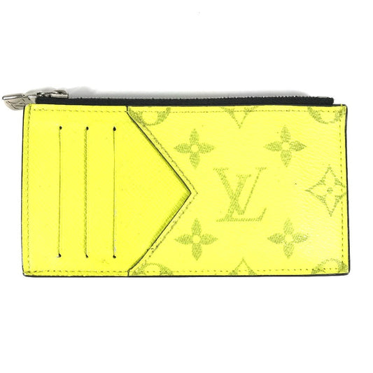 LOUIS VUITTON Coin case M30950 Taiga Leather, Monogram Canvas yellow Taigalama Coin card holder Women(Unisex) Used Authentic