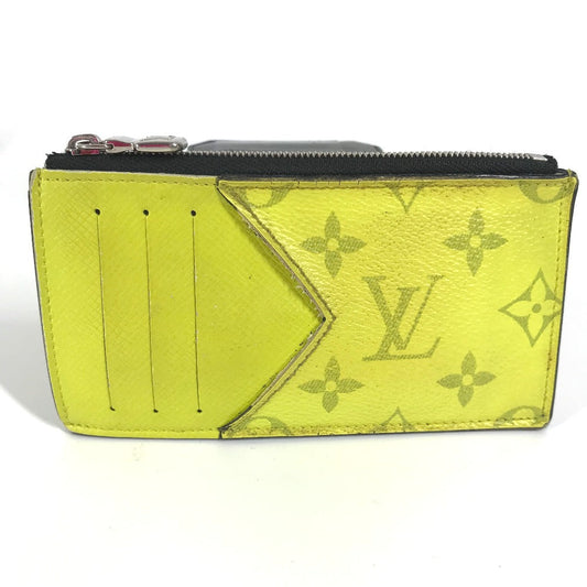 LOUIS VUITTON Coin case M30950 Taiga Leather, Monogram Canvas yellow Taigalama Coin card holder mens(Unisex) Used Authentic