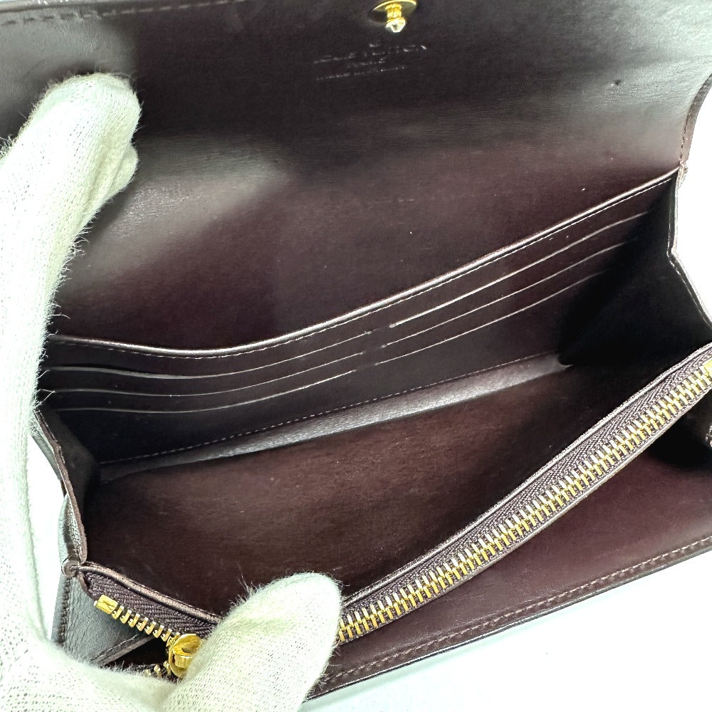 LOUIS VUITTON Long Wallet Purse M90152 Monogram Vernis Brown Portefeuille Sara Women Used Authentic