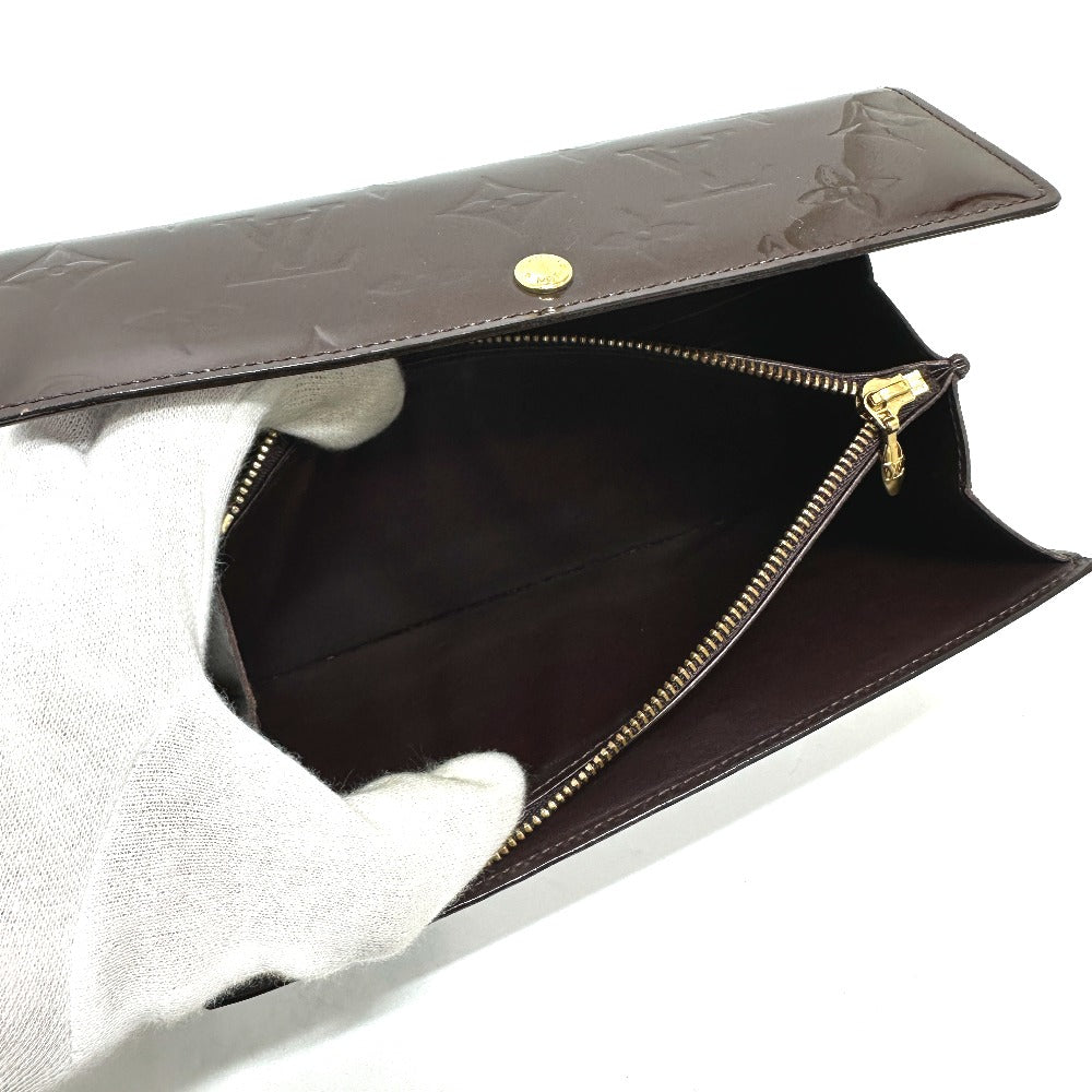 LOUIS VUITTON Long Wallet Purse M90152 Monogram Vernis Brown Portefeuille Sara Women Used Authentic