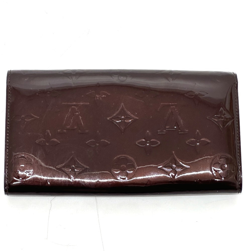 LOUIS VUITTON Long Wallet Purse M90152 Monogram Vernis Brown Portefeuille Sara Women Used Authentic