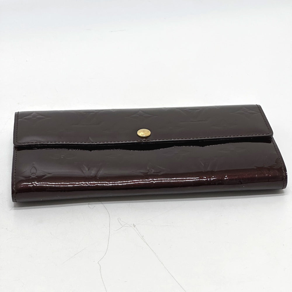 LOUIS VUITTON Long Wallet Purse M90152 Monogram Vernis Brown Portefeuille Sara Women Used Authentic