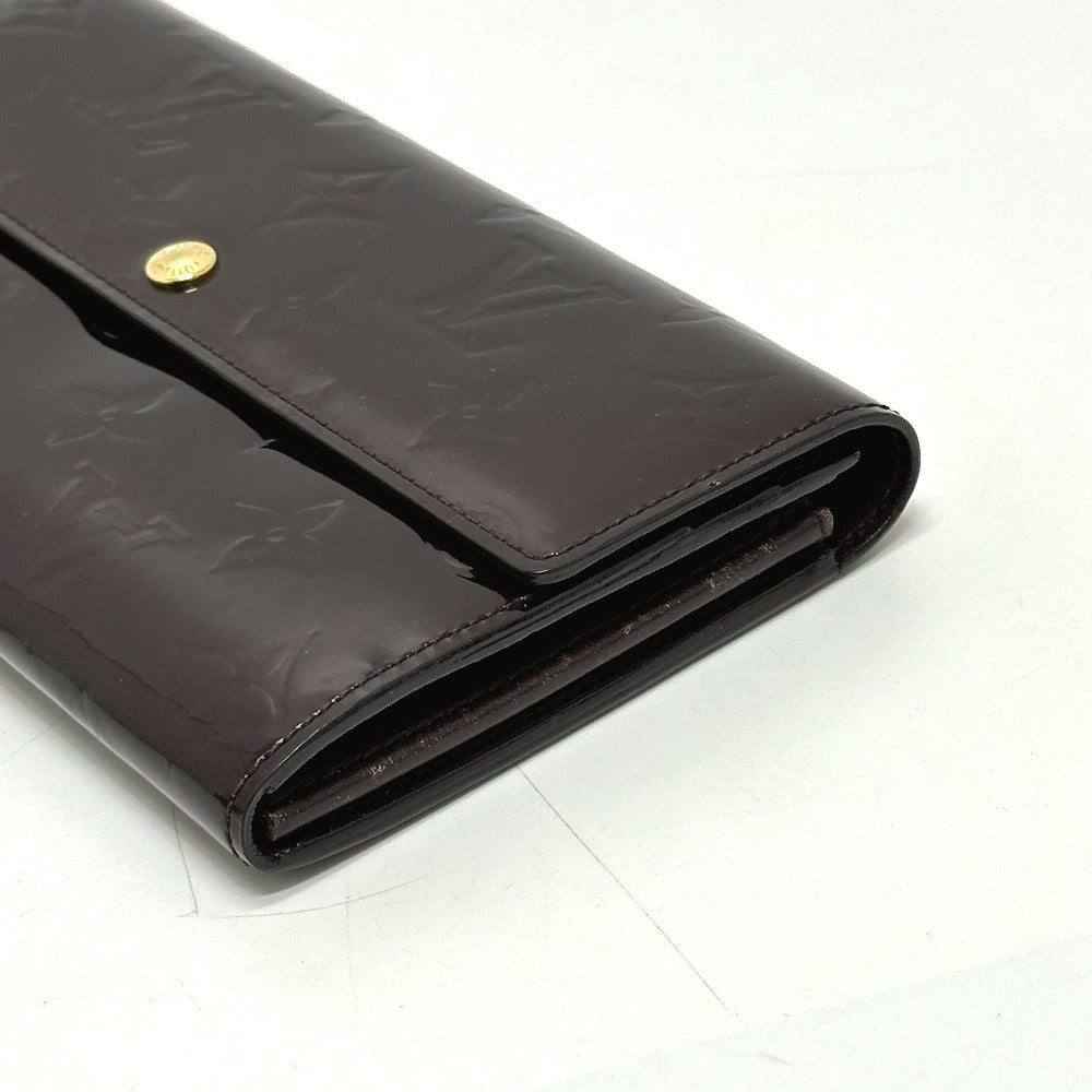 LOUIS VUITTON Long Wallet Purse M90152 Monogram Vernis Brown Portefeuille Sara Women Used Authentic