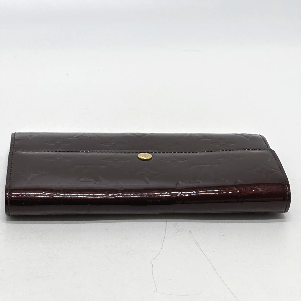 LOUIS VUITTON Long Wallet Purse M90152 Monogram Vernis Brown Portefeuille Sara Women Used Authentic