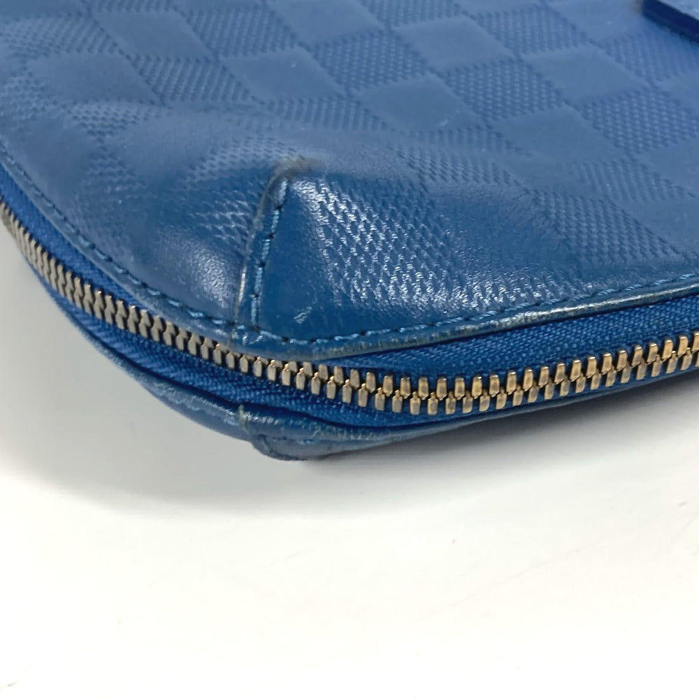 LOUIS VUITTON Business bag N41328 Damier Anfini Leather blue Damier Anfini Porto de Cumanjour PDJ mens Used Authentic