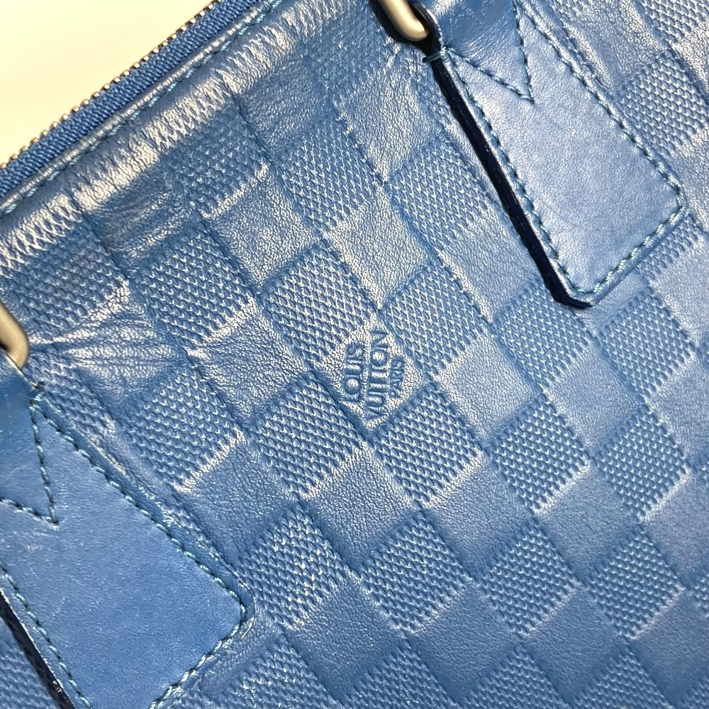 LOUIS VUITTON Business bag N41328 Damier Anfini Leather blue Damier Anfini Porto de Cumanjour PDJ mens Used Authentic