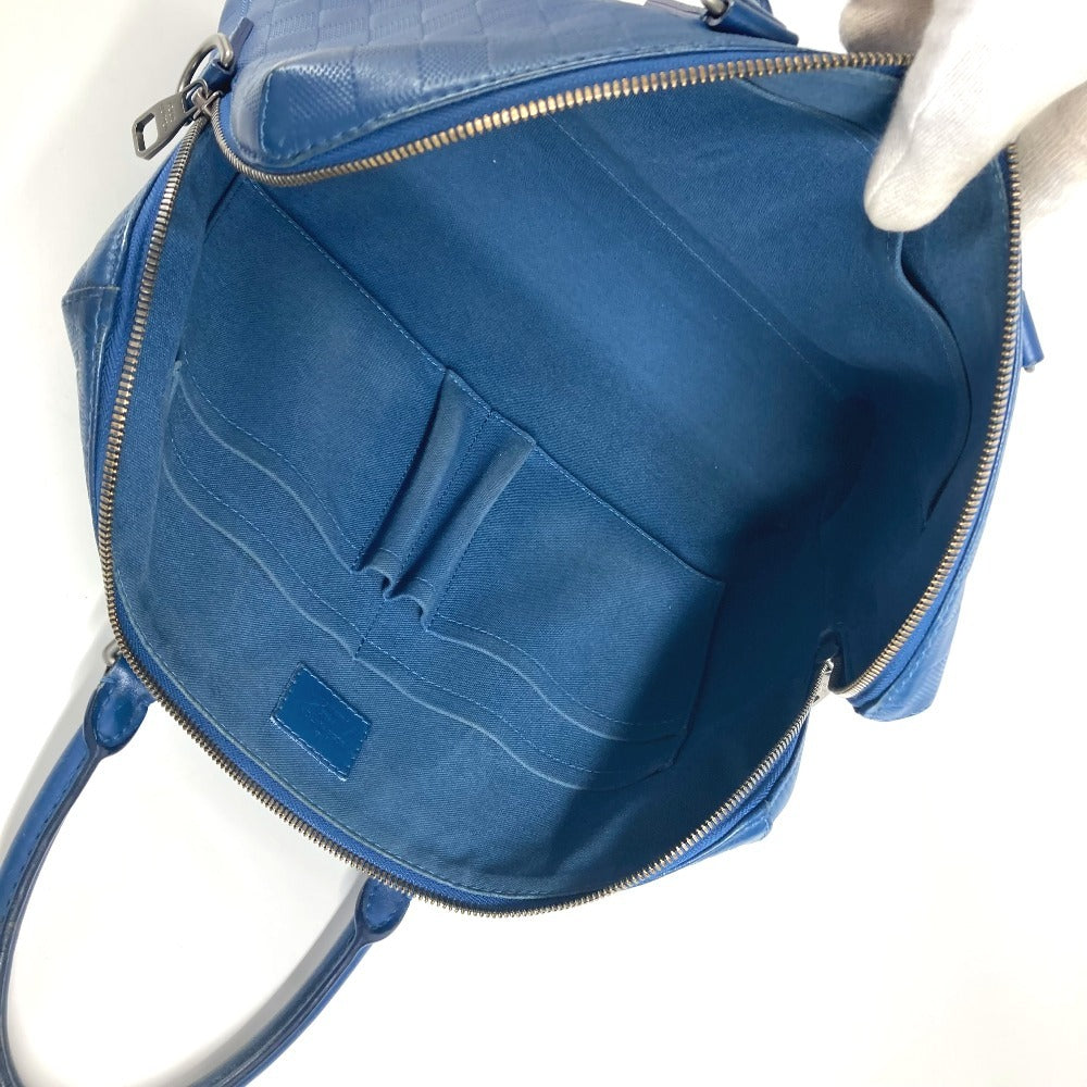 LOUIS VUITTON Business bag N41328 Damier Anfini Leather blue Damier Anfini Porto de Cumanjour PDJ mens Used Authentic