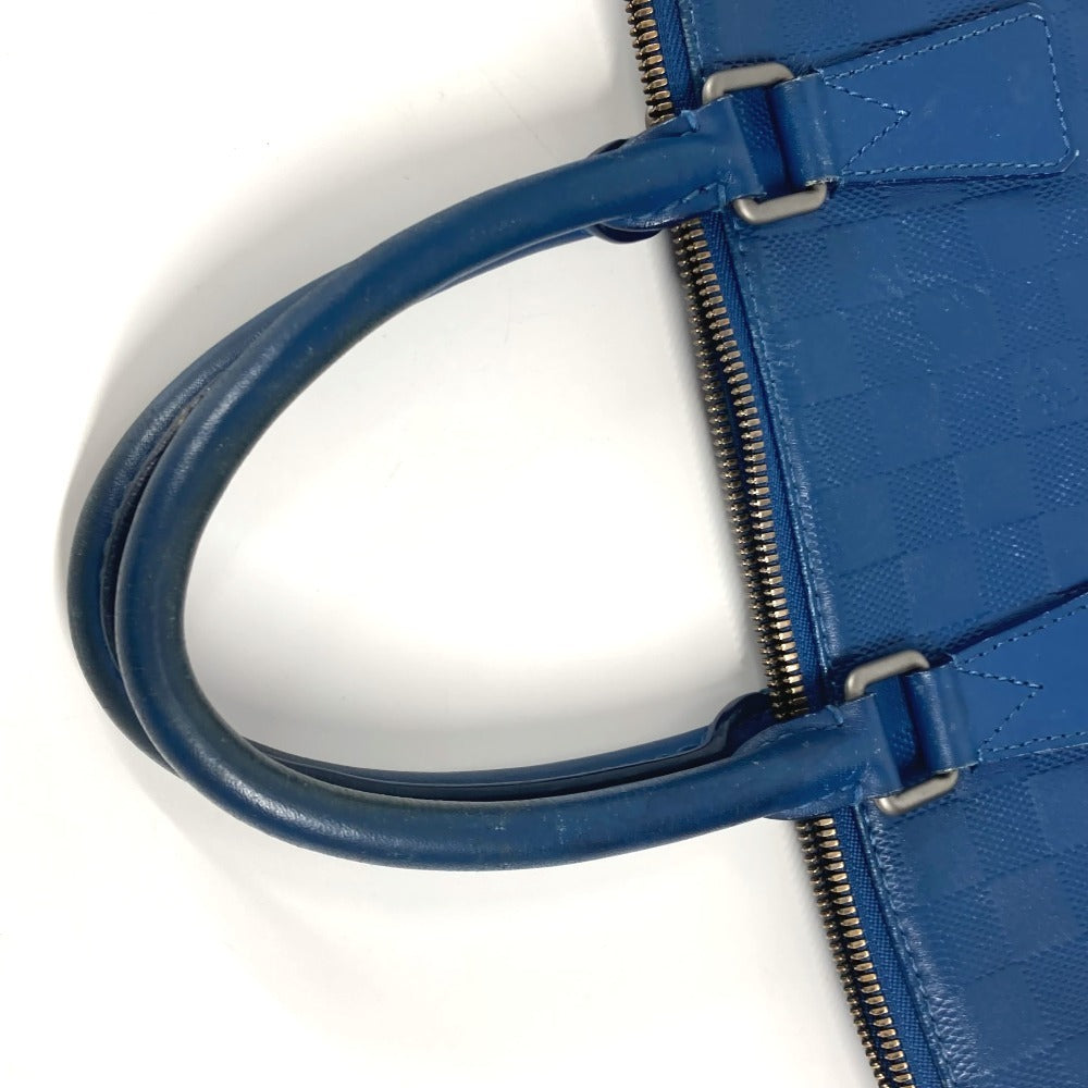 LOUIS VUITTON Business bag N41328 Damier Anfini Leather blue Damier Anfini Porto de Cumanjour PDJ mens Used Authentic
