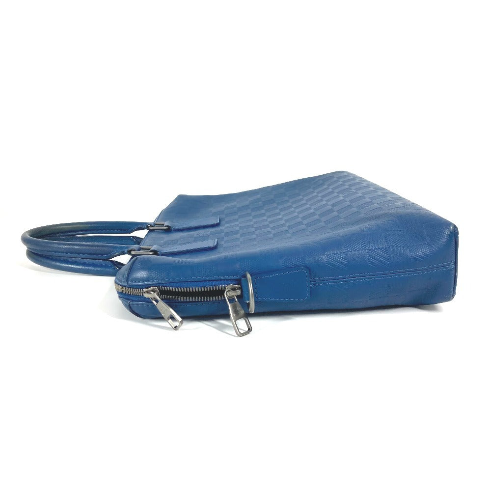 LOUIS VUITTON Business bag N41328 Damier Anfini Leather blue Damier Anfini Porto de Cumanjour PDJ mens Used Authentic