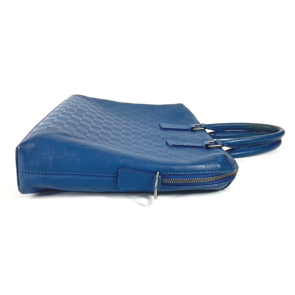 LOUIS VUITTON Business bag N41328 Damier Anfini Leather blue Damier Anfini Porto de Cumanjour PDJ mens Used Authentic