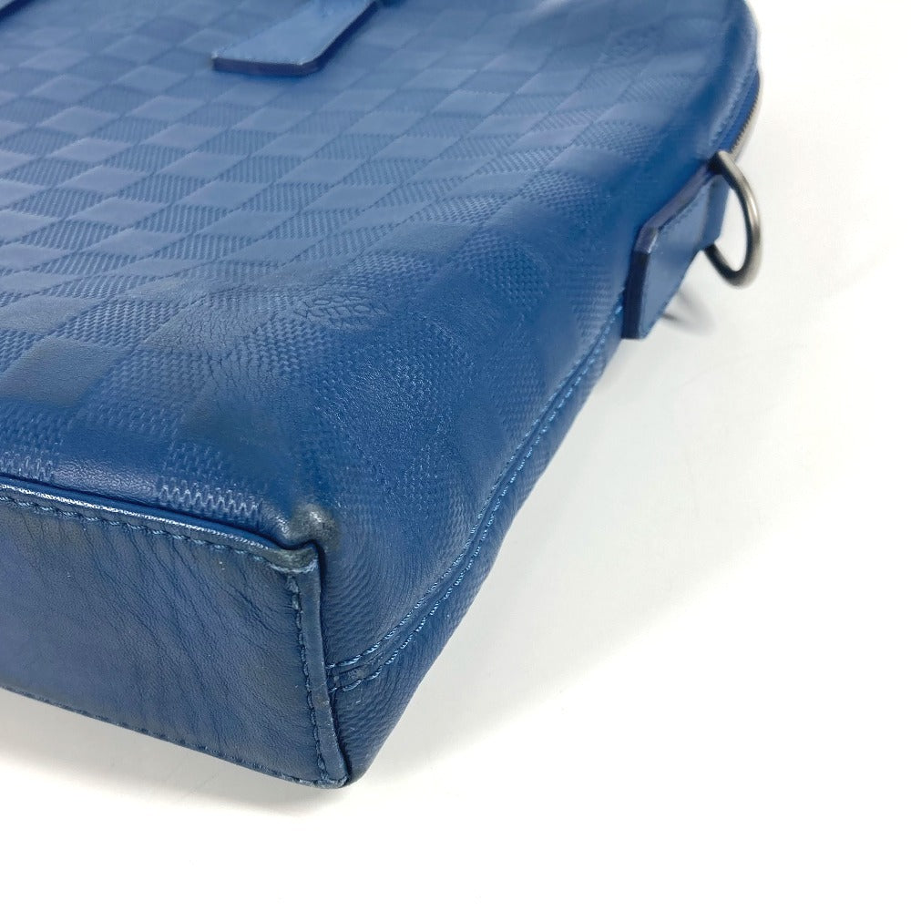 LOUIS VUITTON Business bag N41328 Damier Anfini Leather blue Damier Anfini Porto de Cumanjour PDJ mens Used Authentic
