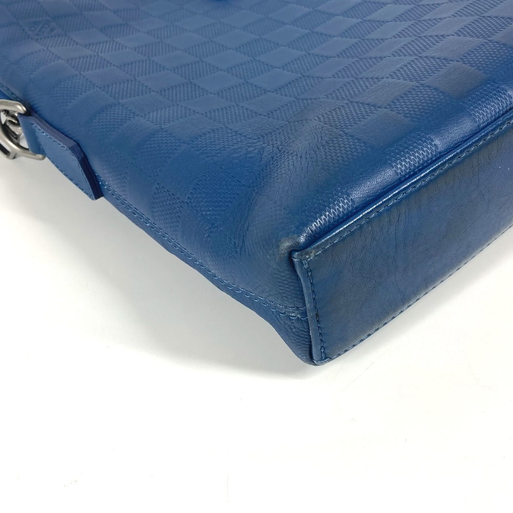 LOUIS VUITTON Business bag N41328 Damier Anfini Leather blue Damier Anfini Porto de Cumanjour PDJ mens Used Authentic