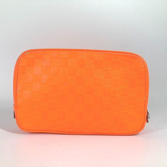 LOUIS VUITTON Pouch N23348 Damier Anfini Leather Orange Damier Anfini Truth Cracking T