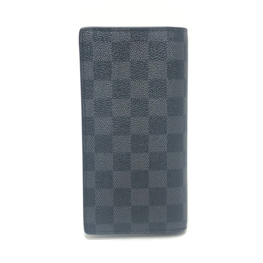 LOUIS VUITTON Long Wallet Purse N62655 Damier Grafitto Canvas black Portefeuille Brazza